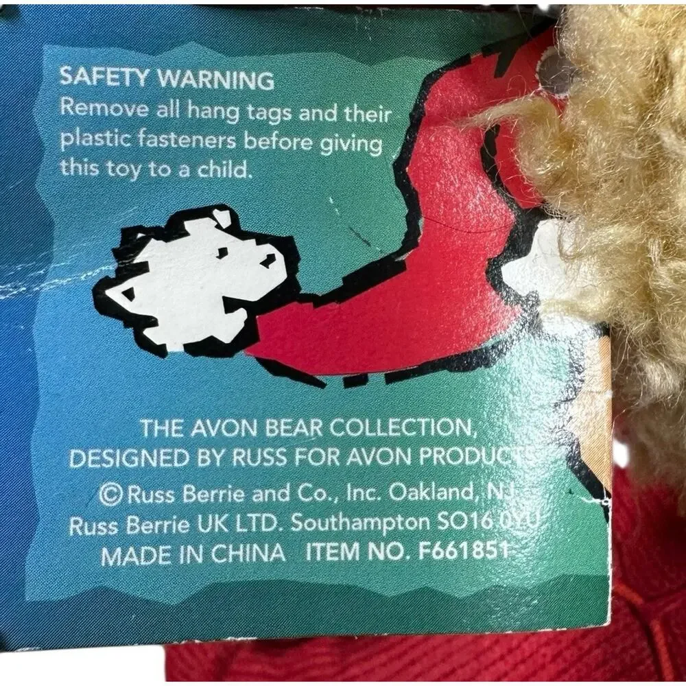Vtg Russ Avon Bear Collection Sammy Santa Teddy Christmas 9